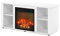 Furinno Jensen - Entertainment-Center mit Kamin für Fernseher bis 139,7 cm (55 Zoll), elektrisch mit Kabel, Weiß