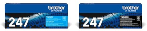 Brother Original Jumbo-Tonerkassette TN-247C Cyan & TN-247BK Toner Cartridge, High Yield, Black, Genuine Supplies, Black, XL