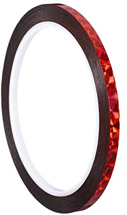 PATIKIL 5mm x 50m Prisme Ruban, Holographique Réfléchissant Autoadhésif pour Bricolage Art Artisanat Enveloppe Décoration, Rouge