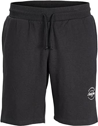 JACK & JONES Men's Regular Fit Casual Sweat Shorts with Logo Print - Premium Summer Loungewear Bottoms for Everyday Comfort & Active Styling Black