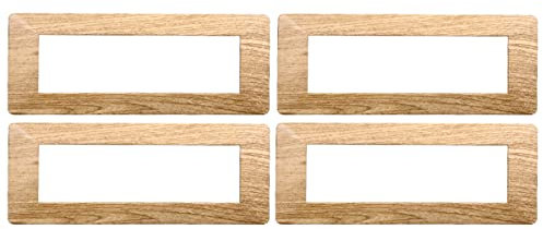 4 Pezzi Placche Compatibile Con Vimar Plana, Placche In Plastica (7 Posti/Moduli,Legno Scuro)