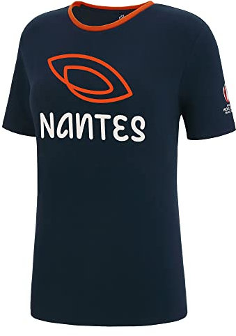 Macron T-Shirt für Damen, Rugby Nantes World Cup 2023, offizielles Lizenzprodukt, blau, Large
