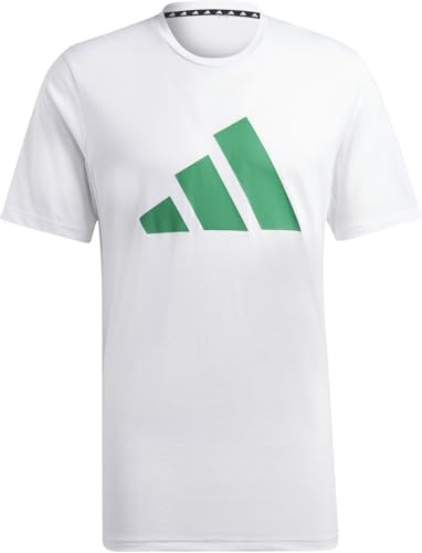 adidas Herren Train Essentials Feelready Logo Training Tee, White / Court Green, XL