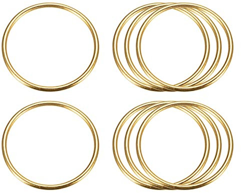 sourcing map Metall O Ringe, 8stk. 50mm (1.97) ID 3mm Stärke Mehrzweck Nicht-geschweißt O-Ring Schnalle für Handwerksgürtel Geldbeutel Tasche Hardware Herstellen, Gold Ton