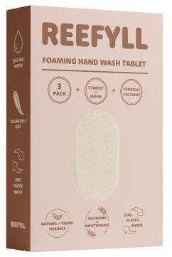 Reefyll Foaming Hand Soap 3 Refill Tablets, Dissolvable Plastic Free Hand Wash Pods, Just Add Water to Transform to Velvety Foam, Tropical Coconut Scent