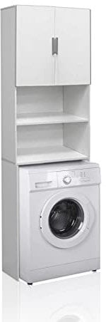 Wink Design Mobile sopra Lavatrice, Trucciolare e melaminico, Bianco Frassino, H190x62,5x25 cm