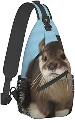 LAMAME Magischer blauer Fuchs gedruckt Crossbody Brusttasche Sling Rucksack Wandern Brusttasche, Niedlicher Otter, One size