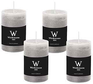 4er Set Adventskranzkerzen Rustik Marble Kerzen durchgefärbt mit Abbrandschutz Betongrau 80 x 68 mm