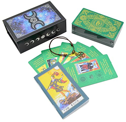 Tarotkarten, Anfängerset, Tarotkartendeck, Tarotkartendeck mit Armbändern, Reiseführer und exquisiter Box, Schicksalsvorhersagekarten-Spielset for Anfänger und erfahrene Leser, Blau (Farbe: Lila) ( Co
