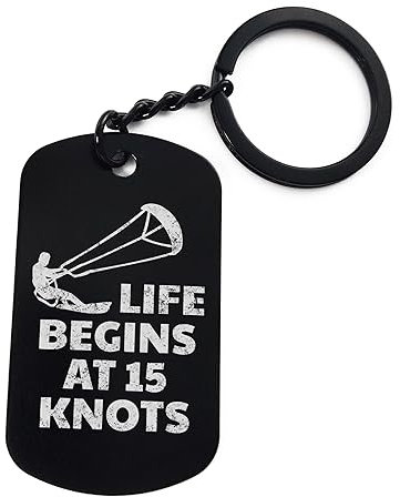 Lauthings Schlüsselanhänger mit Gravur Life Begins Kitesurfing Kitesurfing Kitesurfing Wassersport aus Edelstahl, Schwarz , One size