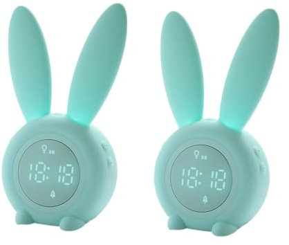DOITOOL 2st Süßer Wecker Kawaii Zimmer Dekor Ok, Uhr Zu Wecken Hase Führte Nachtlicht Nachtlampe Aus Silikon Kaninchen Führte Nachtlampen Led-wecker Raumdekoration Tier Kind Led-nachtlicht