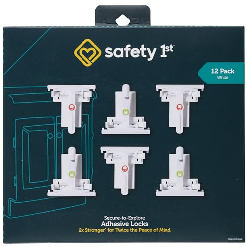 Safety 1st - Secure-to-Explore Adhesive Cabinet Locks Baby Proofing, Child Locks for Cabinets and Drawers (12 Locks), White
