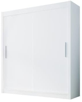 Easy4You D1 150 cm Weiß Schiebetüren Kleiderschrank 150x200x58 cm Schlafzimmermöbel, Aufbewahrung - Mehrzweckschrank - Farbe: Weiß