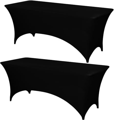 GOVITA - Kitchen Tovaglia Estensibile [6 Piedi, 183 cm] - Copritavolo in Spandex Lavabile e Resistente alle Rughe per Eventi e Feste (Confezione da 2, Nero)