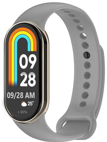 OcioDual Correa de Recambio Compatible con Xiaomi Mi Band 8, de color Gris, Pulsera de Repuesto de Silicona Suave Flexible Sport Goma Transpirable