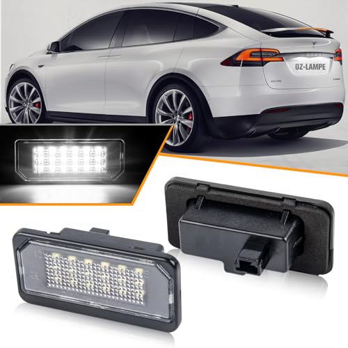 OZ-LAMPE Licht LED Kennzeichenbeleuchtung für Tesla Model X 2016- Model S 2017-, Led Beleuchtung mit Canbus, Nummernschildbeleuchtung LED, 2 Stücke