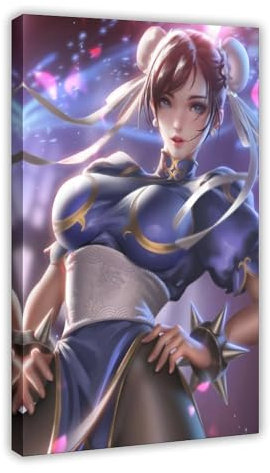NWGACS Street Fighter Chun-Li Leinwand-Poster, Schlafzimmer-Dekor, Sportlandschaft, Büro, Raumdekoration, Geschenk, Rahmen-Stil, 60 x 90 cm