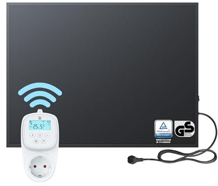 BR Bringer Infrarotheizung 450 Watt - mit Smart Thermostat und App - Infrarot Elektroheizung Energiesparend - 5 Jahre Garantie, TÜV GS - Deutsche Qualitätsmarke (schwarz)