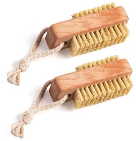 2 PCS Wooden Nail Brush,Wooden Nail Brushes for Cleaning Nails,Brushes for Fingers Brushes Handle Hand Fingernail Brush Women kids Nails Cleaning, Double Sided Scrubbing Soft fine nail art brush tools