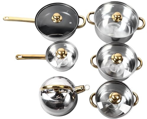 Manija dorada de acero inoxidable juego de utensilios de cocina para cocina casera