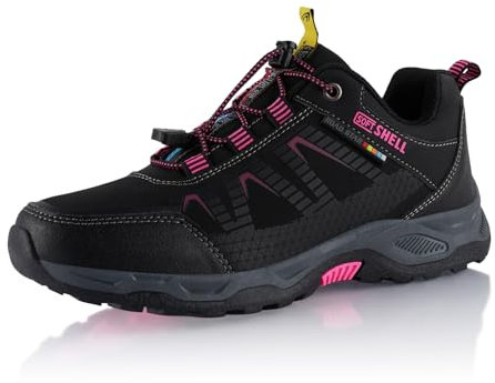 Fusskleidung® Damen Herren Wanderschuhe Softshell Trail Running Trekkingschuhe Schwarz Pink EU 40
