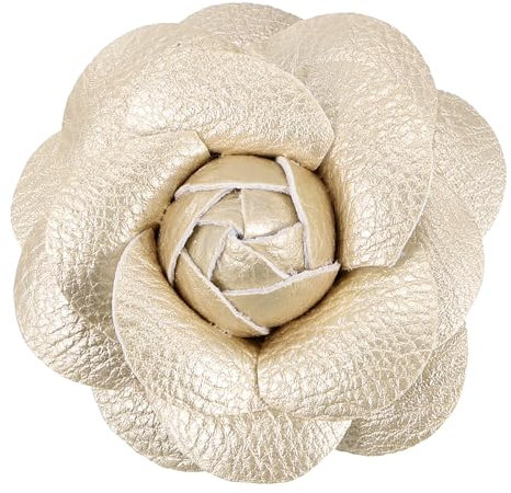 PATIKIL Pince à Cheveux Florale Artificielle, Broche à Fleur en Cuir Épingle Clip à Cheveux Decoration Chapeau pour Mariage Fête Danse Banquet Accessoires Charme Robe, Doré