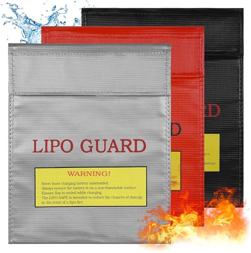 Huiguli Lipo Battery Safe Bag,Portable Fireproof Bag, 3 Colours of Fireproof Document Bag, Waterproof Safe Box for Lipo Battery, Documents, Money, Jewelry (3, 22.5 x 18.5cm)