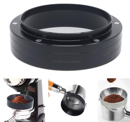 Magnetischer Espressodosiertrichter, 53 mm, leichter Aluminium-Kaffee-Dosierring, kompatibel mit 53 mm Siebträger (schwarz, 53 mm)