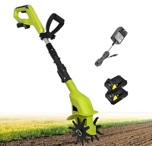 ELIKBH Motocoltivatore con Batteria 2 x 2000 mAh, Impugnatura Regolabile, Raggio d'azione 97-127 cm, motocoltivatore Elettrico