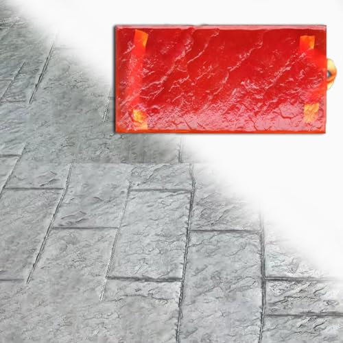 UrbanUp Concrete Moulds Natural Seamless Concrete Stamping Molds, Square Stamped Pattern Finishes for Walls/Floors, Outdoor Realistic Concrete Texture Mat