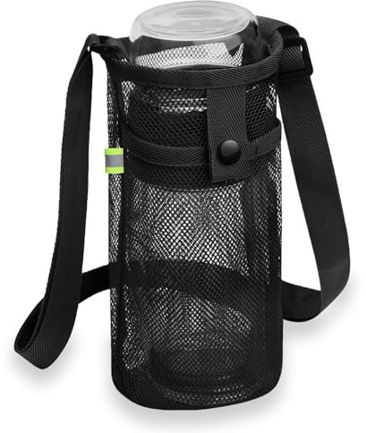 JOOTUEPO Water Bottle Carrier Bag, Portable Durable Mesh Holder for Hiking, Travelling, Camping, Gym and Other Outdoor Activities