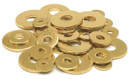 Unterlegscheiben DIN 9021 - Messing U-Scheiben - große Beilagscheibe gelb (M3, 25 Stück)