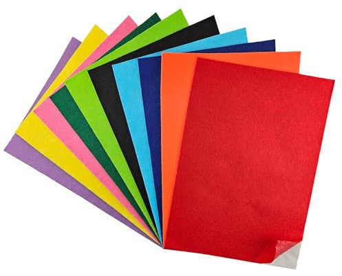 Netuno 10x Selbstklebender Filz Bastelset filzplatten selbstklebend A4 1mm Deko Bunt Bastelfilz Filzstoff für Dekoration Bastel Filz zum Nähen Basteln DIY Handwerk, Filz für Kinder Osterdeko Frühling