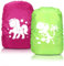 Cadimus Regenhülle Rucksack Rosa Einhorn und Grün Dinosaurier, Schulranzen Regenschutz, Rucksack Überzug Reflektierend für Jungen und Mädchen Schulanfänger