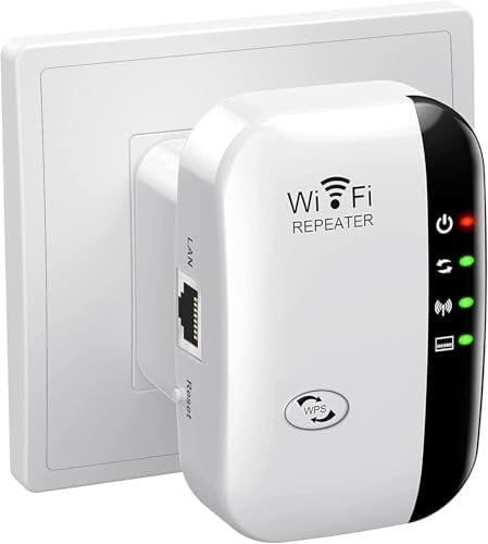 WiFi Extender Booster, ripetitore WiFi WiFi Amplificatore WiFi fino a 5000 sq.ft con modalità ripetitore/AP, Amplifier Long Range con porta Ethernet a tutti i dispositivi WLAN, configurazione a 1