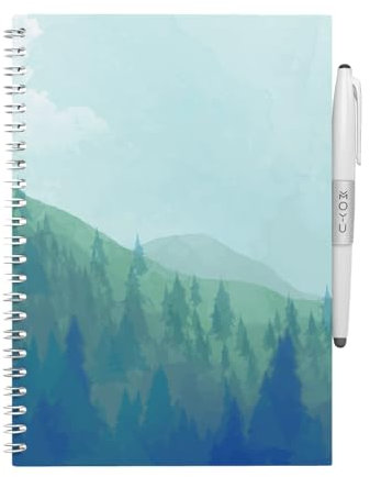 MOYU Erasable Notebook - A5 Stone Paper - Hardcover - Misty Mountain - Multifunctional Pages - Includes Erasable Pen, Cloth, and Pen Holder