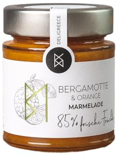 DELIGREECE - Bergamotte Marmelade 85% | Fruchtige Marmelade aus 85% frischen Bergamotten aus Griechenland. Marmelade ohne künstliche Zusatzstoffe, perfekt als Brotaufstrich und für Desserts | 180g