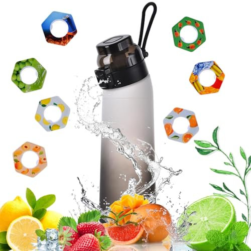 BIOSA Air Gourde Up 650ML, Gourde Sport Avec capsules en 7 dosettes de saveur, Air Gour Up Bouteille avec Paille, Gourdes d'eau sans BPA, Sans Sucre Bouteille d'eau de sport pour le fitness