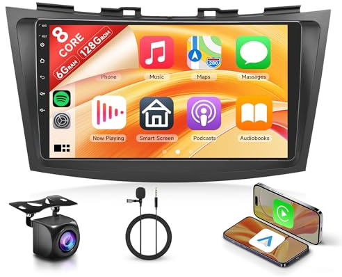 8 Core 6+128G Android Autoradio für Suzuki Swift 2011-2017 Suzuki Ertiga 2012-2017 Wireless Carplay 9 Zoll mit Android Auto Mirror Link Bluetooth FM/RDS/EQ/DSP WiFi GPS Lenkradsteuerung Rückfahrkamera