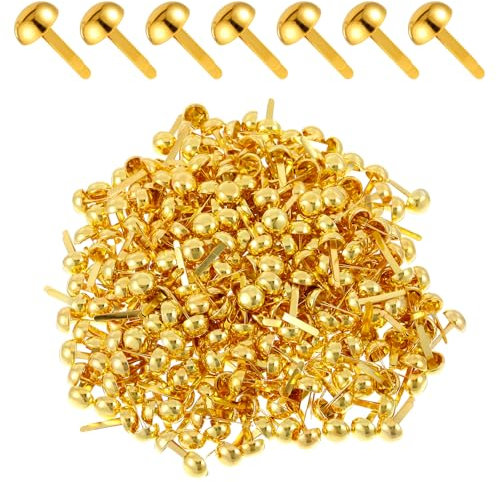 Giantree 300 Stück Gold Musterbeutelklammern Mini, Rundkopfklammern, Metallhandwerk Musterklammer Rund Kopf Scrapbooking-Brads Metall-Brads für Kartenherstellung DIY Handwerk Papier Verschlüsse