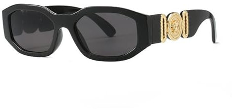 AYBIOSD Sonnenbrille Für Frauen Männer Quadratischen Rahmen UV400 Schutz Vintage Rectangle Sonnenbrille Für Das Fahren Radfahren Sport Angeln Reisen,Black 2