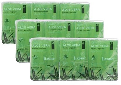 LIXONÉ - Jabón Aloe Vera Artesanal 9 Unidades | Jabón Hidratante para Manos, Cara y Cuerpo | Cremosa Espuma para Piel Suave