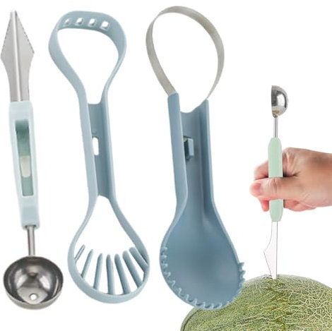 Coupe-fruits multifonction 6 en 1 avec éplucheur à billes et coupe-légumes | Outils de cuisine de qualité supérieure, idéal pour les salades de fruits, les plateaux de fruits, les célébrations