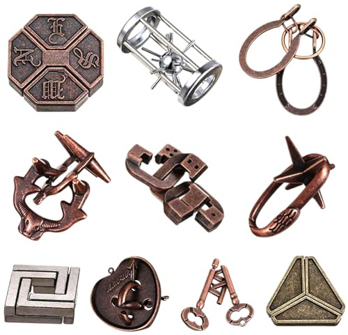 Twin Key Lock Puzzle 10Pcs Classical Metal Lock Puzzle Traditional Brain Teaser Puzzles Unlock Interlock Toys