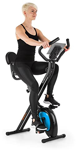 Capital Sports Azura Air Folding Exercise Bike, Cross Trainer Exercise Equipment for Home Use, Magnetic Stationary 8-step Adjustable Resistance, Ergonomic Saddle, Max. 100kg, Black/Green
