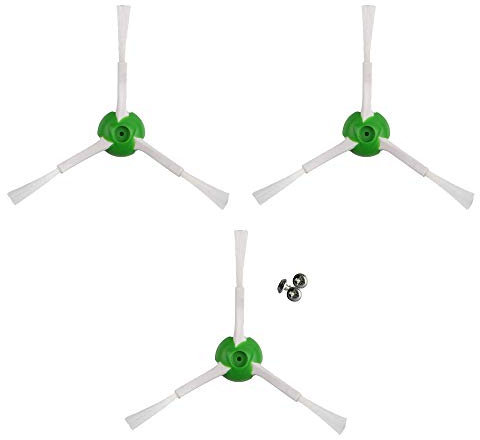 MIRTUX Kit de 3 Cepillos Laterales Compatible con Roomba Serie E, i, y J - Recambios para Roomba Serie E5, E6, i1, i3, i3+, i7, e5154, e5158, j7 - Repuestos para Roomba -