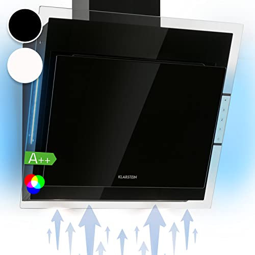 Klarstein Hotte Aspirante 60cm, Hottes de Cuisine Inclinées, Filtre de Hotte en Aluminium, Débit d'Air Puissant 601m³/h, LED, Ecran Tactile, Extracteur d'Air Silencieux, Hotte Efficace avec Evacuation