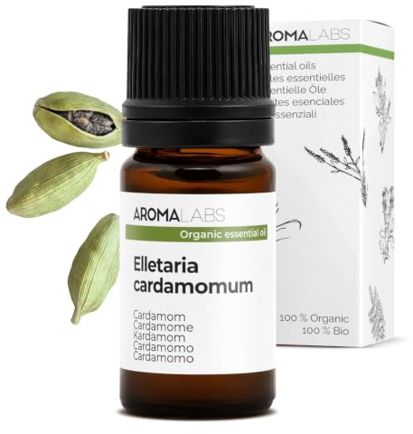 BIO - Cardamom Essential Oil - 5mL - 100% Pure, Natural, Chemotyped and AB Certified - AROMA LABS (French Brand)