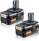 VANTTECH 2Stück P108 6.0Ah Li-ion Akku Kompatibel mit Ryobi 18V Akku P102 P103 P105 P107 P108 P109 RB18L50 RB18L40 RB18L25 RB18L15