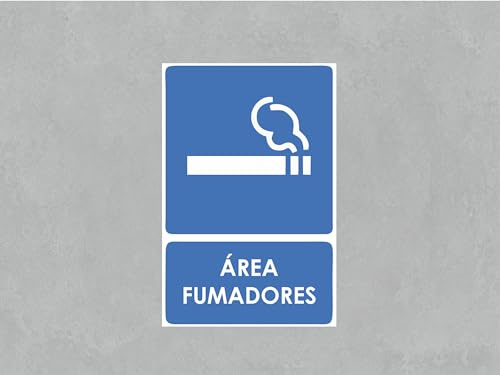 Pack 5 Señales de Área Fumadores | Medida 14,85x21cm | Señaletica en Material PVC 3 mm | Duradera y Económica